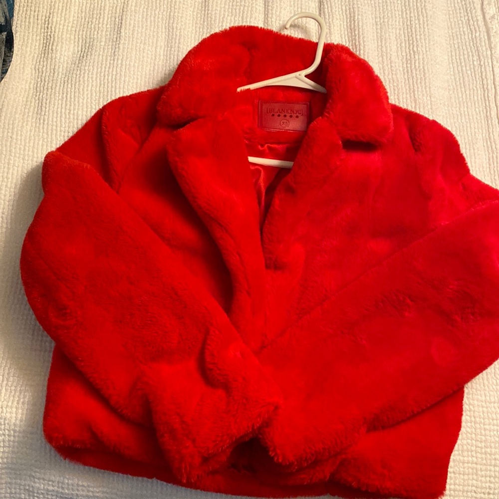 Red fleece fashion blazer